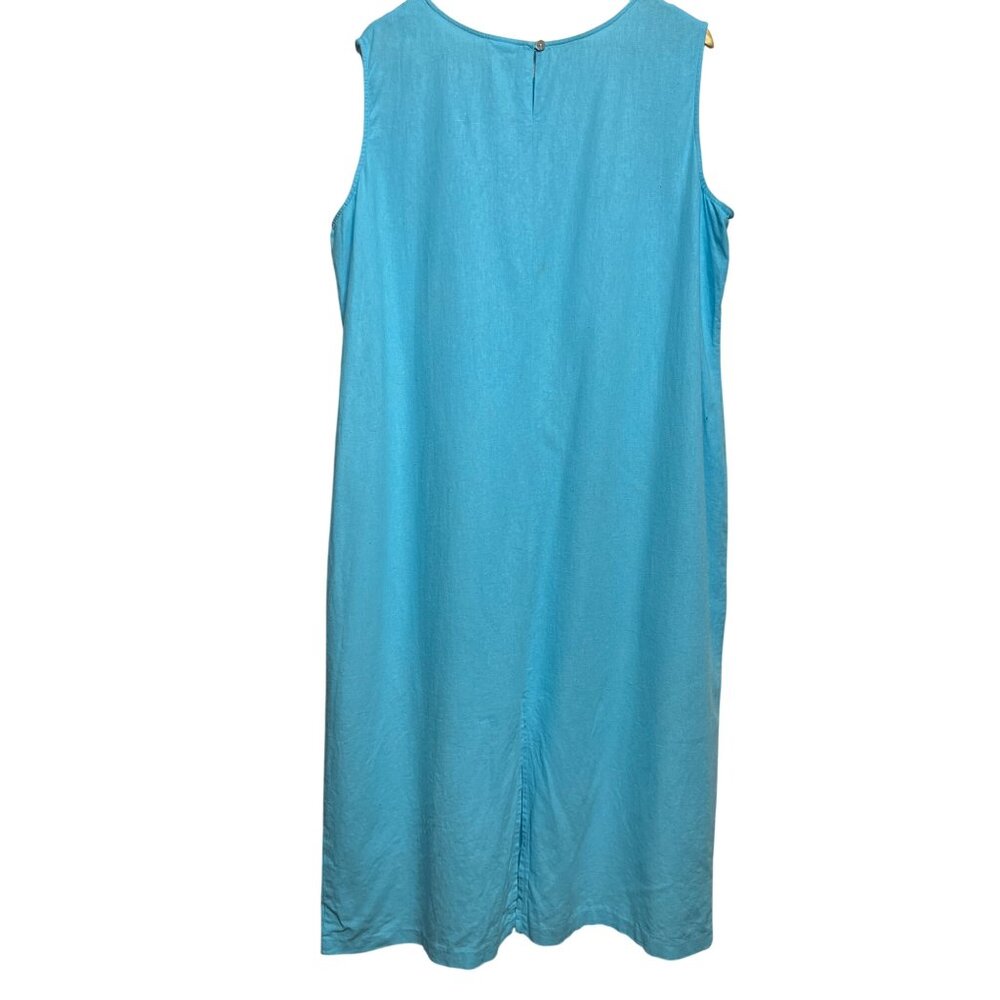 VINTAGE Ultra Dress Size 18W Blue Embroidered Floral Two-Piece Linen/Rayon Set - Picture 15 of 16